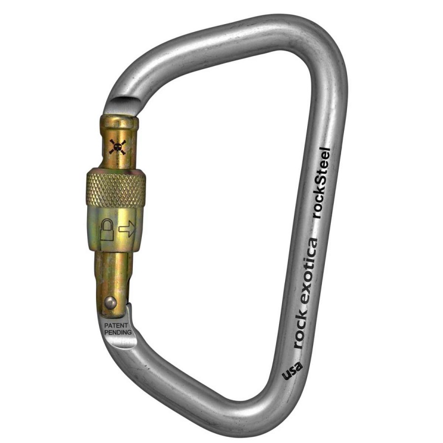 Carabiners & Quickdraws * | Rock Exotica Rocksteel Screw-Lock Silver